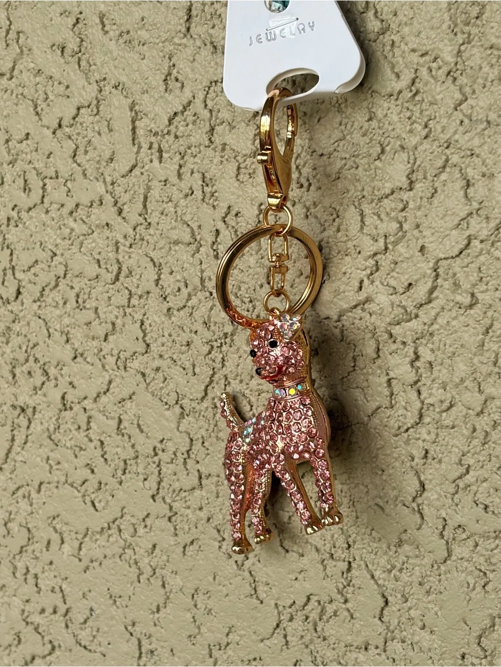 Pink Crystal Dog Keychain/Bag Charm
